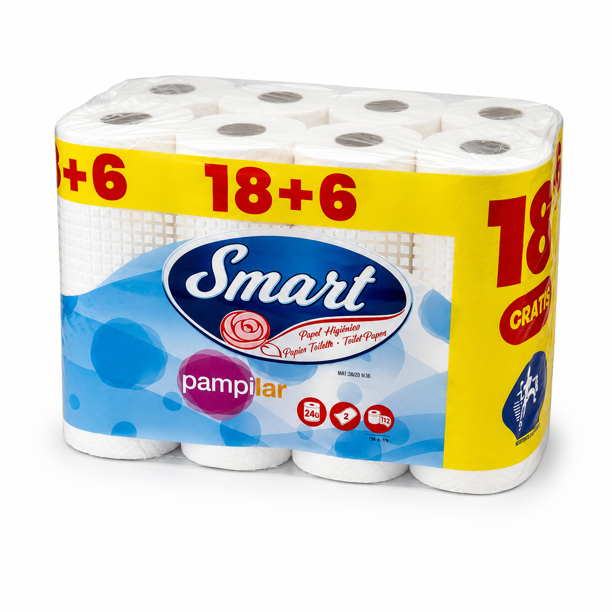 Pampilar Smart – Papier Toilette 2 Plis x24 Rouleaux - Image 2