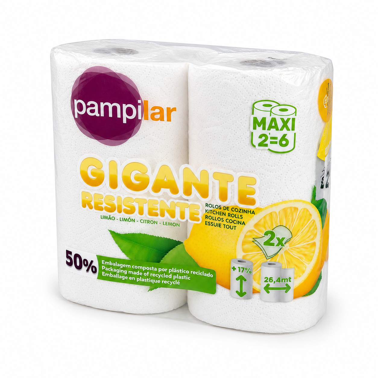 Pampilar Gigante Résistente Citron – Essuie-Tout 2 Plis x2 Rouleaux - Image 2