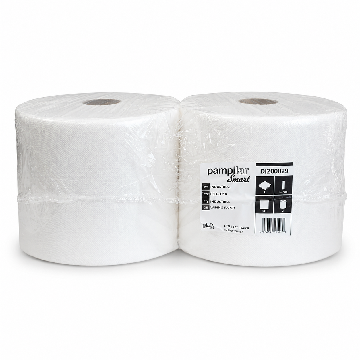 Pampilar Smart – Bobine Industrielle 2 Plis 1,925 kg x2 Rouleaux